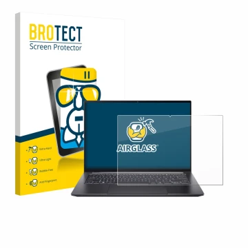 Parte frontale di una confezione del prodotto con il logo del marchio BROTECT. Accanto è raffigurato il dispositivo Acer Swift