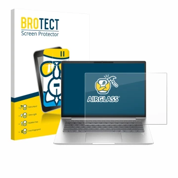 Parte frontale di una confezione del prodotto con il logo del marchio BROTECT. Accanto è raffigurato il dispositivo HP ProBook