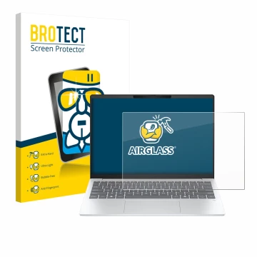 Parte frontale di una confezione del prodotto con il logo del marchio BROTECT. Accanto è raffigurato il dispositivo HP OmniBoo