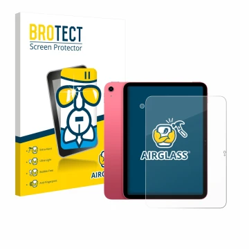 Parte frontale di una confezione del prodotto con il logo del marchio BROTECT. Accanto è raffigurato il dispositivo Apple iPad