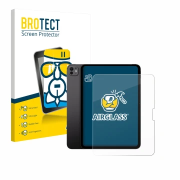 Parte frontale di una confezione del prodotto con il logo del marchio BROTECT. Accanto è raffigurato il dispositivo Apple iPad