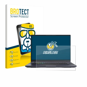 Parte frontale di una confezione del prodotto con il logo del marchio BROTECT. Accanto è raffigurato il dispositivo Gigabyte A