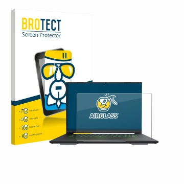 Parte frontale di una confezione del prodotto con il logo del marchio BROTECT. Accanto è raffigurato il dispositivo Gigabyte A