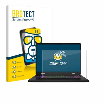 Parte frontale di una confezione del prodotto con il logo del marchio BROTECT. Accanto è raffigurato il dispositivo MSI Vector