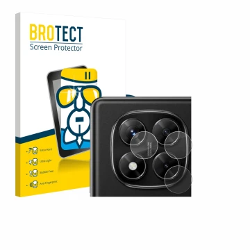 Parte frontale di una confezione del prodotto con il logo del marchio BROTECT. Accanto è raffigurato il dispositivo Xiaomi Red