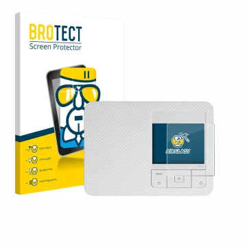 Parte frontale di una confezione del prodotto con il logo del marchio BROTECT. Accanto è raffigurato il dispositivo Canon Selp
