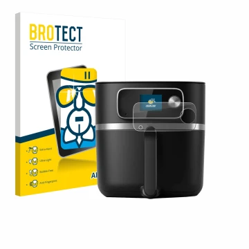 Parte frontale di una confezione del prodotto con il logo del marchio BROTECT. Accanto è raffigurato il dispositivo Philips Ai
