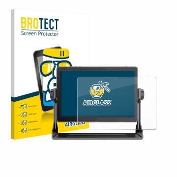 Parte frontale di una confezione del prodotto con il logo del marchio BROTECT. Accanto è raffigurato il dispositivo Feelworld 