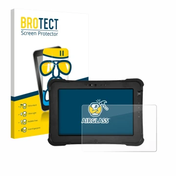 Parte frontale di una confezione del prodotto con il logo del marchio BROTECT. Accanto è raffigurato il dispositivo Zebra XSla