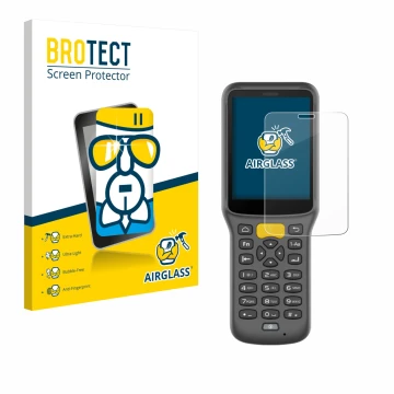 Parte frontale di una confezione del prodotto con il logo del marchio BROTECT. Accanto è raffigurato il dispositivo Newland MT