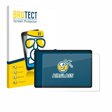 Parte frontale di una confezione del prodotto con il logo del marchio BROTECT. Accanto è raffigurato il dispositivo Alldocube 