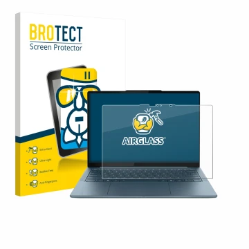 Parte frontale di una confezione del prodotto con il logo del marchio BROTECT. Accanto è raffigurato il dispositivo Lenovo Yog