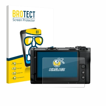 Parte frontale di una confezione del prodotto con il logo del marchio BROTECT. Accanto è raffigurato il dispositivo Nikon ZR 2