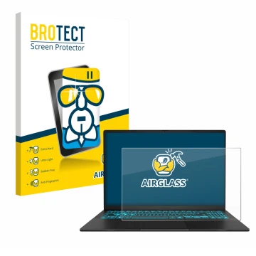 Parte frontale di una confezione del prodotto con il logo del marchio BROTECT. Accanto è raffigurato il dispositivo ASUS V16 V