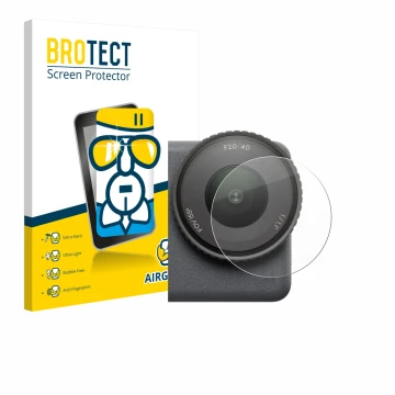 Parte frontale di una confezione del prodotto con il logo del marchio BROTECT. Accanto è raffigurato il dispositivo DJI Osmo A