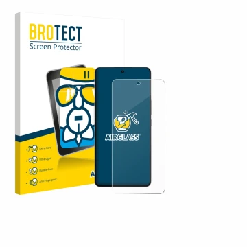 Parte frontale di una confezione del prodotto con il logo del marchio BROTECT. Accanto è raffigurato il dispositivo Oppo K13 T