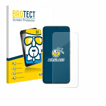 Parte frontale di una confezione del prodotto con il logo del marchio BROTECT. Accanto è raffigurato il dispositivo Xiaomi Red