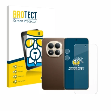 Parte frontale di una confezione del prodotto con il logo del marchio BROTECT. Accanto è raffigurato il dispositivo Xiaomi Red