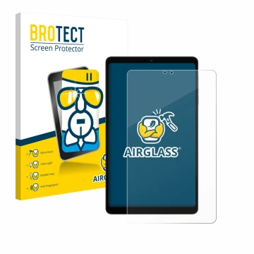 Parte frontale di una confezione del prodotto con il logo del marchio BROTECT. Accanto è raffigurato il dispositivo Alldocube 