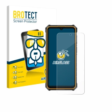 Parte frontale di una confezione del prodotto con il logo del marchio BROTECT. Accanto è raffigurato il dispositivo Ulefone Ru