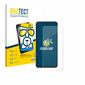 Parte frontale di una confezione del prodotto con il logo del marchio BROTECT. Accanto è raffigurato il dispositivo Cubot Note