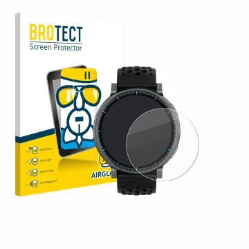 Parte frontale di una confezione del prodotto con il logo del marchio BROTECT. Accanto è raffigurato il dispositivo Amazfit Ac