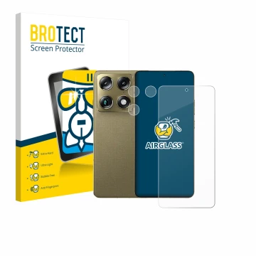 Parte frontale di una confezione del prodotto con il logo del marchio BROTECT. Accanto è raffigurato il dispositivo Motorola S