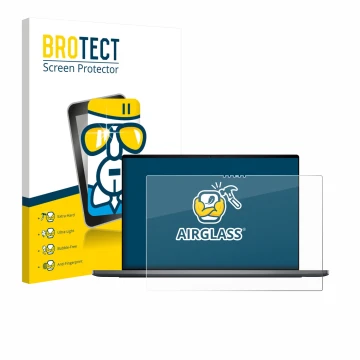 Parte frontale di una confezione del prodotto con il logo del marchio BROTECT. Accanto è raffigurato il dispositivo Dell XPS 1