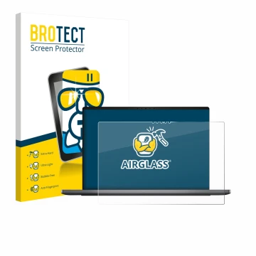 Parte frontale di una confezione del prodotto con il logo del marchio BROTECT. Accanto è raffigurato il dispositivo Dell XPS 1