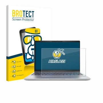 Parte frontale di una confezione del prodotto con il logo del marchio BROTECT. Accanto è raffigurato il dispositivo HP EliteBo