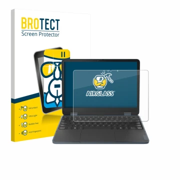 Parte frontale di una confezione del prodotto con il logo del marchio BROTECT. Accanto è raffigurato il dispositivo Lenovo 500