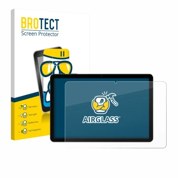 Parte frontale di una confezione del prodotto con il logo del marchio BROTECT. Accanto è raffigurato il dispositivo Doogee Tab