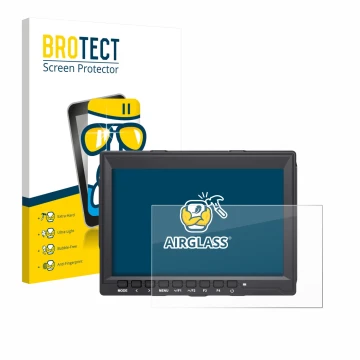 Parte frontale di una confezione del prodotto con il logo del marchio BROTECT. Accanto è raffigurato il dispositivo Feelworld 