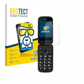 Parte frontale di una confezione del prodotto con il logo del marchio BROTECT. Accanto è raffigurato il dispositivo Simvalley 