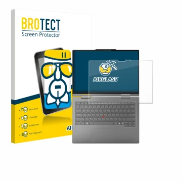 Parte frontale di una confezione del prodotto con il logo del marchio BROTECT. Accanto è raffigurato il dispositivo Lenovo Thi