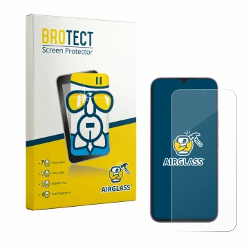 Parte frontale di una confezione del prodotto con il logo del marchio BROTECT. Accanto è raffigurato il dispositivo realme C10