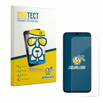 Parte frontale di una confezione del prodotto con il logo del marchio BROTECT. Accanto è raffigurato il dispositivo realme C10