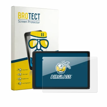 Parte frontale di una confezione del prodotto con il logo del marchio BROTECT. Accanto è raffigurato il dispositivo Laptok Tab