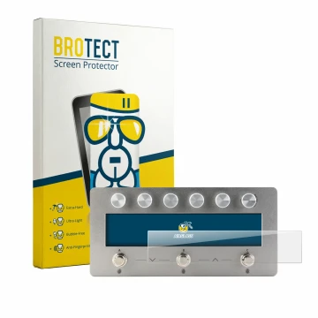 Parte frontale di una confezione del prodotto con il logo del marchio BROTECT. Accanto è raffigurato il dispositivo Darkglass 