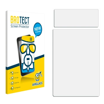 Parte frontale di una confezione del prodotto con il logo del marchio BROTECT. Accanto si trova la protezione per lo schermo c