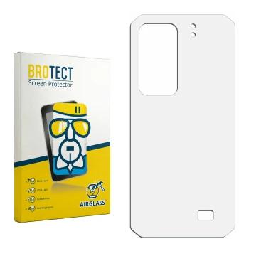 Parte frontale di una confezione del prodotto con il logo del marchio BROTECT. Accanto si trova la protezione per lo schermo c