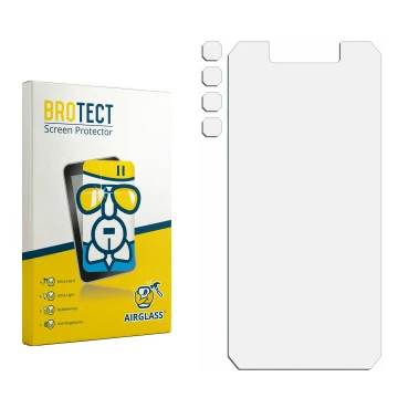 Parte frontale di una confezione del prodotto con il logo del marchio BROTECT. Accanto si trova la protezione per lo schermo c