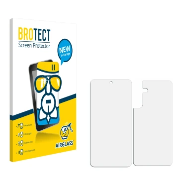 Parte frontale di una confezione del prodotto con il logo del marchio BROTECT. Accanto si trova la protezione per lo schermo c