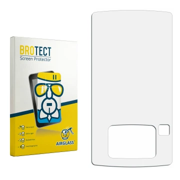 Parte frontale di una confezione del prodotto con il logo del marchio BROTECT. Accanto si trova la protezione per lo schermo c