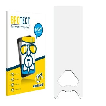 Parte frontale di una confezione del prodotto con il logo del marchio BROTECT. Accanto si trova la protezione per lo schermo c