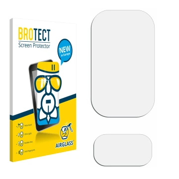 Parte frontale di una confezione del prodotto con il logo del marchio BROTECT. Accanto si trova la protezione per lo schermo c