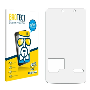 Parte frontale di una confezione del prodotto con il logo del marchio BROTECT. Accanto si trova la protezione per lo schermo c
