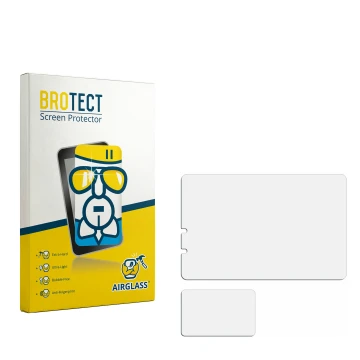 Parte frontale di una confezione del prodotto con il logo del marchio BROTECT. Accanto si trova la protezione per lo schermo c