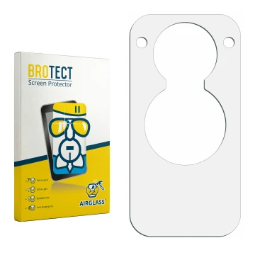 Parte frontale di una confezione del prodotto con il logo del marchio BROTECT. Accanto si trova la protezione per lo schermo c