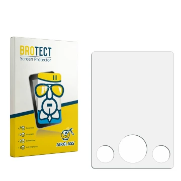 Parte frontale di una confezione del prodotto con il logo del marchio BROTECT. Accanto si trova la protezione per lo schermo c